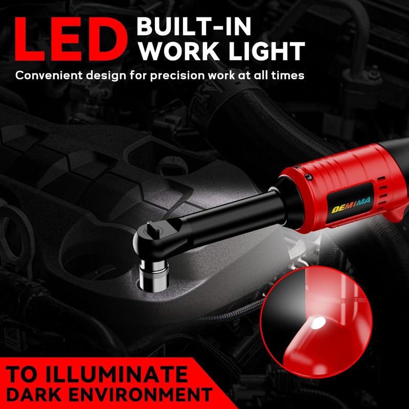 DEMIMA 3/8" Extended Cordless Ratchet Wrench for Milwaukee 18V Battery, 74Ft-Lbs Brushless Motor Electric Ratchet with 320RPM Variable Speed, 8 Sockets, 3/8" to 1/4" Adapter, 6" Extension Bar (Tool Only) - Image 5